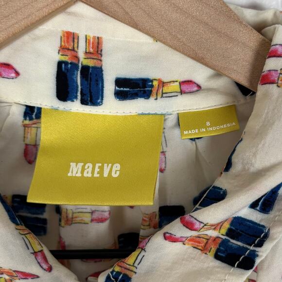 Maeve Anthropologie Tesni Lipstick Print Swing Tank Quirky Playful Girly Size 8 - Picture 4 of 5